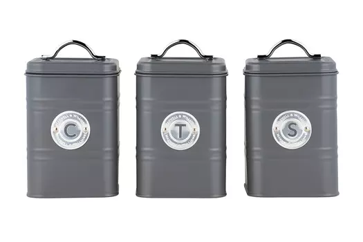 Набор банок для сыпучих продуктов Maxwell & Williams Grandham тёмно-серый 3 шт