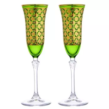 Набор бокалов для шампанского 150 мл Le Stelle Gemma Brandot 2 шт зелёный