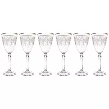 Набор бокалов для вина 190 мл Bohemia Crystal Elisabeth золотые лепестки 6 шт