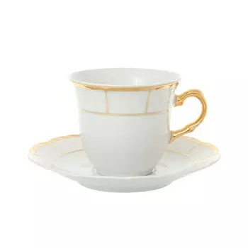 Набор чайных пар 165 мл Thun Менуэт обводка золото 6 шт