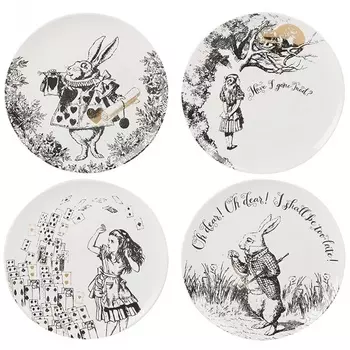 Набор десертных тарелок 4 шт. "Алиса в Стране чудес" Creative Tops