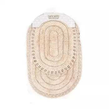 Набор из 2 ковриков для ванной Sofi de Marko Yana с кружевом персиковый