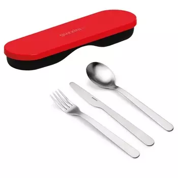 Набор столовых приборов в футляре 3 предмета Guzzini Store&amp;Go красный