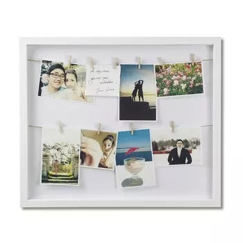 Панно с зажимами для 12 фотографий Umbra Clothesline белый