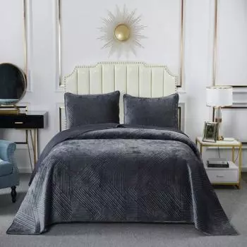 Комплект покрывало и наволочка 160 х 220 см Sofi de Marko Патрисия антрацитовый