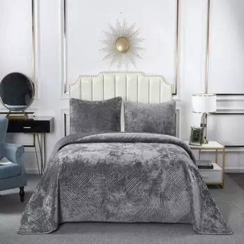 Комплект покрывало и наволочка 160 х 220 см Sofi de Marko Патрисия серый