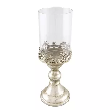 Подсвечник 31 см Азалия серебряный