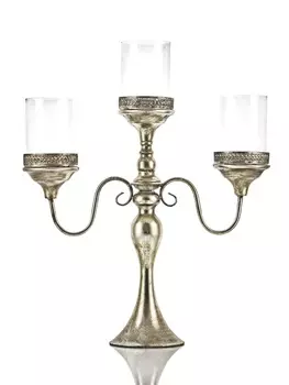 Подсвечник для 3-х свечей 53 см Азалия серебряный
