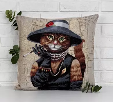 Подушка 45 х 45 см Le Gobelin Кошка в синем