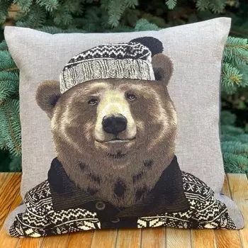 Подушка декоративная 45 х 45 см Le Gobelin Лыжники Медведь