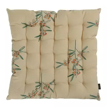 Подушка на стул стёганая из хлопка с графичным принтом Tkano Обед рябинника