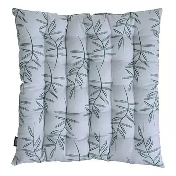 Подушка на стул стёганая из хлопка с графичным принтом Tkano Папоротник