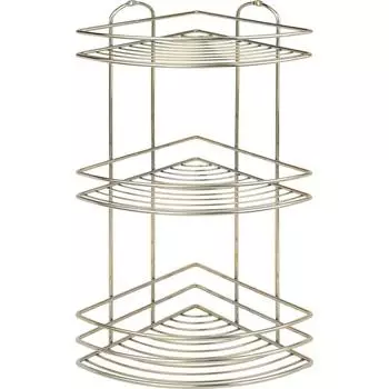 Полка в ванную трехъярусная угловая Tekno-tel золотистый