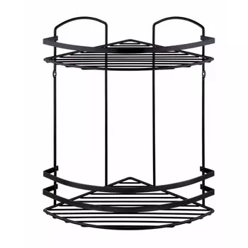 Полка в ванную угловая 2 яруса Tekno-tel чёрный матовый