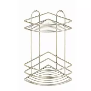 Полка в ванную угловая 2 яруса золотистый