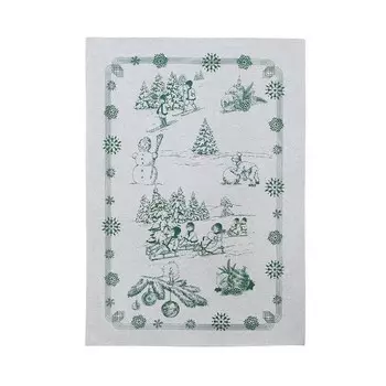 Полотенце кухонное 50 х 74 см Беларускi Лён Зимушка-зима зелёный