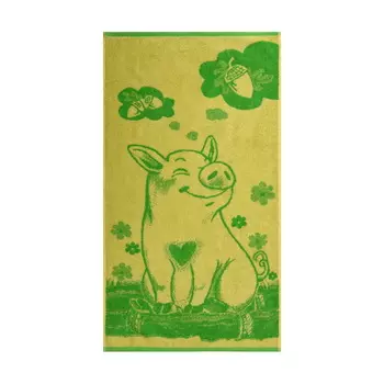 Полотенце махровое Lucky Pig 50 x 90 см зелёный