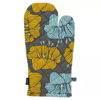 Прихватка-варежка из хлопка Tkano Prairie Цветы серый