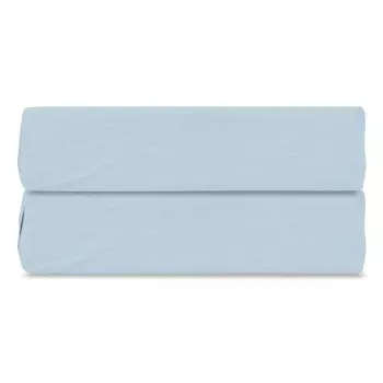 Простыня на резинке 180 x 200 см Tkano Essential из органического стираного хлопка голубой
