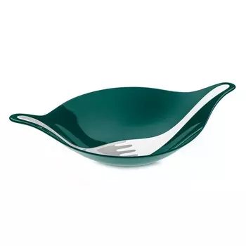 Салатница с приборами 3 л Koziol Leaf зелёно-белый