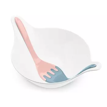 Салатница с приборами Leaf 4 л бело-розовая