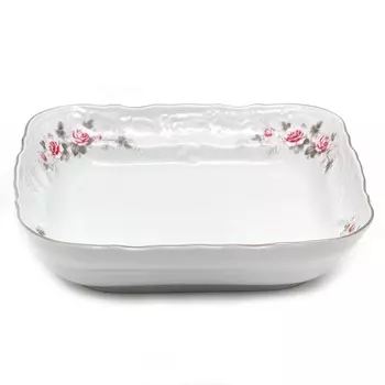 Салатник квадратный 25 см Bernadotte Серая роза платина