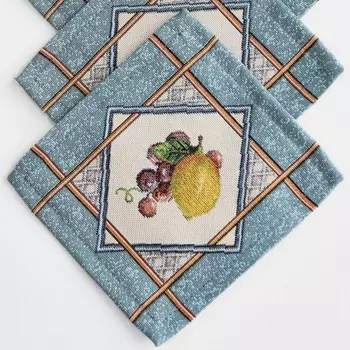 Салфетка гобеленовая 16 х 16 см Le Gobelin Фруктовое Ассорти голубой бордюр