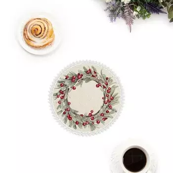 Салфетка круглая 45 см Le Gobelin Новогодние ягоды