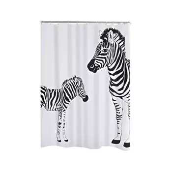 Штора для ванных комнат белый/черный 180 х 200 см Ridder Zebra