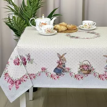 Скатерть 140 х 240 см Le Gobelin Кролики шебби