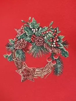 Скатерть 140 x 260 см Le Gobelin Рождественский венок Ягоды