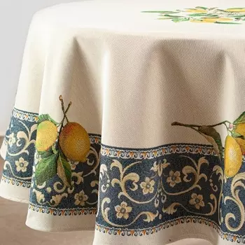 Скатерть круглая 140 см Le Gobelin Лимоны в вазе