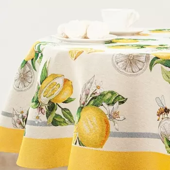 Скатерть круглая 160 см Le Gobelin Ментон Лимоны