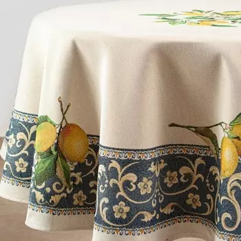 Скатерть круглая 165 см Le Gobelin Лимоны в вазе