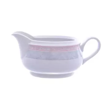 Соусник с подставкой 400 мл Thun Яна Серый мрамор с розовым кантом