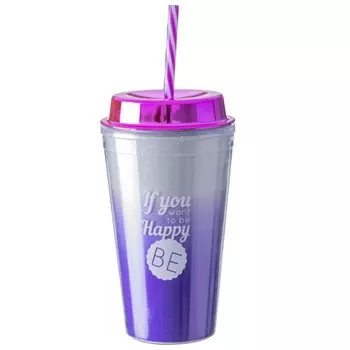 Стакан с соломкой 450 мл Excellent Houseware новогодний в ассортименте