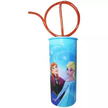 Стакан Disney "Холодное сердце" 330 мл с крышкой и витой трубочкой