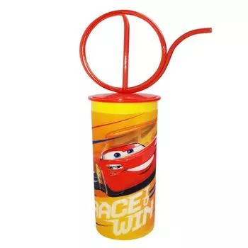 Стакан Disney "Тачки 3" 330 мл с крышкой и витой трубочкой