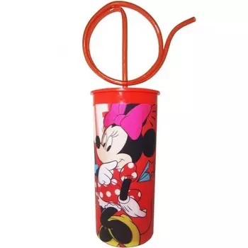 Стакан с крышкой и витой трубочкой 330 мл Disney Минни