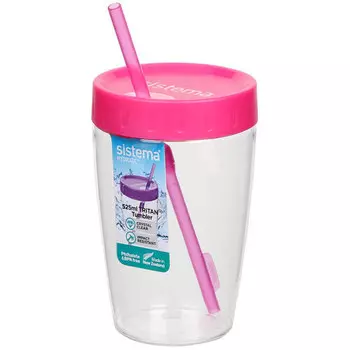 Стакан с трубочкой 525 мл Sistema Тритан красный