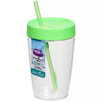 Стакан с трубочкой 525 мл Sistema Тритан зелёный