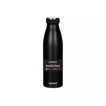 Стальная бутылка 500 мл Sistema чёрный