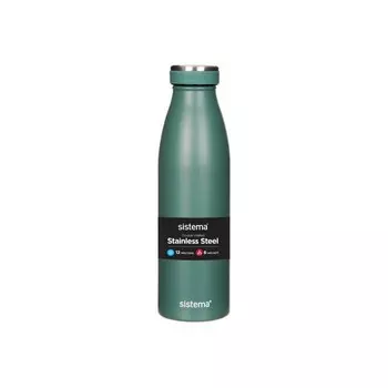 Стальная бутылка 500 мл Sistema тёмно-зелёный