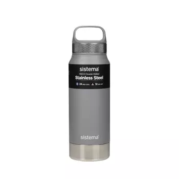Стальная бутылка 650 мл Sistema серый