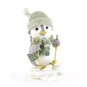 Статуэтка 11 см Азалия Пингвин на лыжах мятный