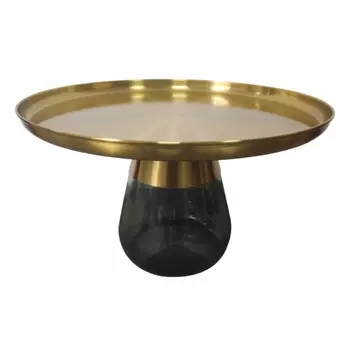 Стол кофейный dahl, D70 см, латунь/зеленый