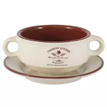 Суповая чашка на блюдце 300 мл Terracotta Кухня в стиле Кантри