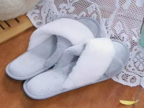 Тапочки №3 (бело-серые) M Женские