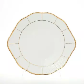 Тарелка для торта 27 см Thun Менуэт обводка золото