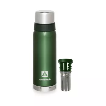 Термос вакуумный с ситечком 900 мл Арктика зелёный